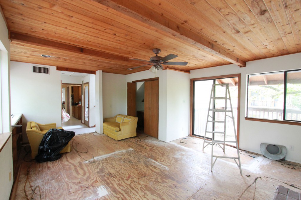Before photo of family room in our Tarrytown remodel interior project.