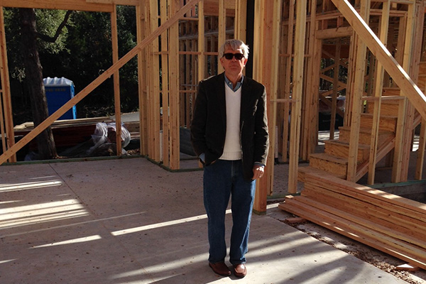 Jim Hejl at home he is building in Eanes area on San Juan Drive. Home is in framing stage.