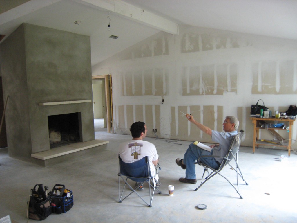 Ranch home remodel - Fireplace now has stucco surface.