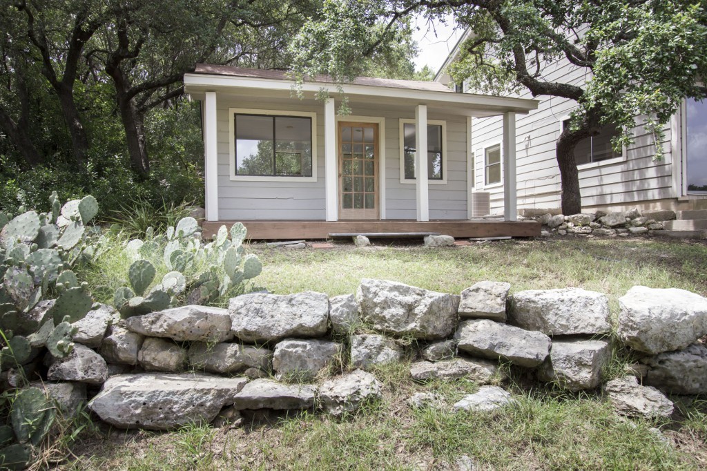 Austin Westlake, Rustic Casita with limestone and cactus in natural Westlake hill country stetting.