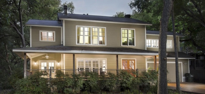 Evening view of single family home on our Austin Property Zoning page.