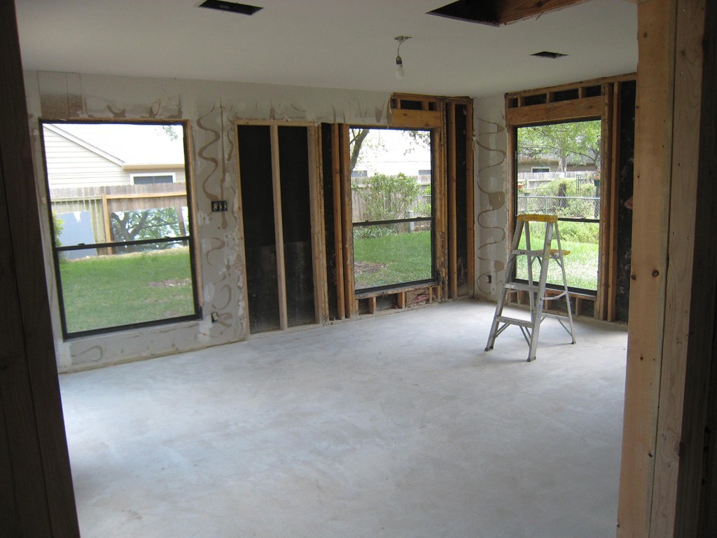 View of Austin polished concrete floor in progress.  View of dining room floor.