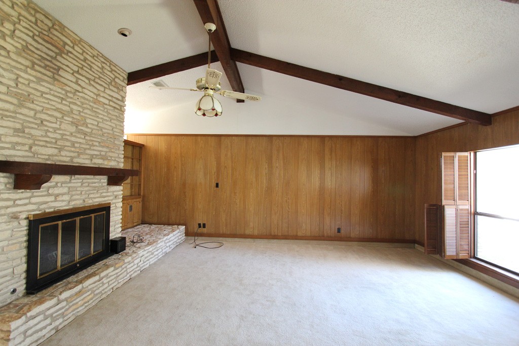 View of popcorn ceiling in traditional ranch remodel. Popcorn ceiling removal Austin Tx.
