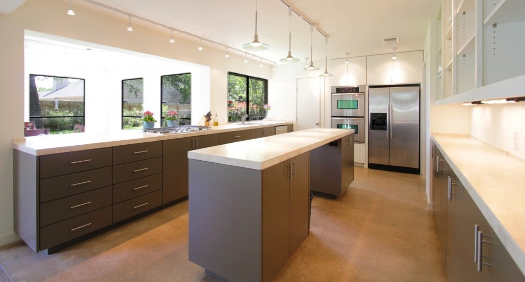 Modern kitchen with white contertop on our quartz countertops Austin page.
