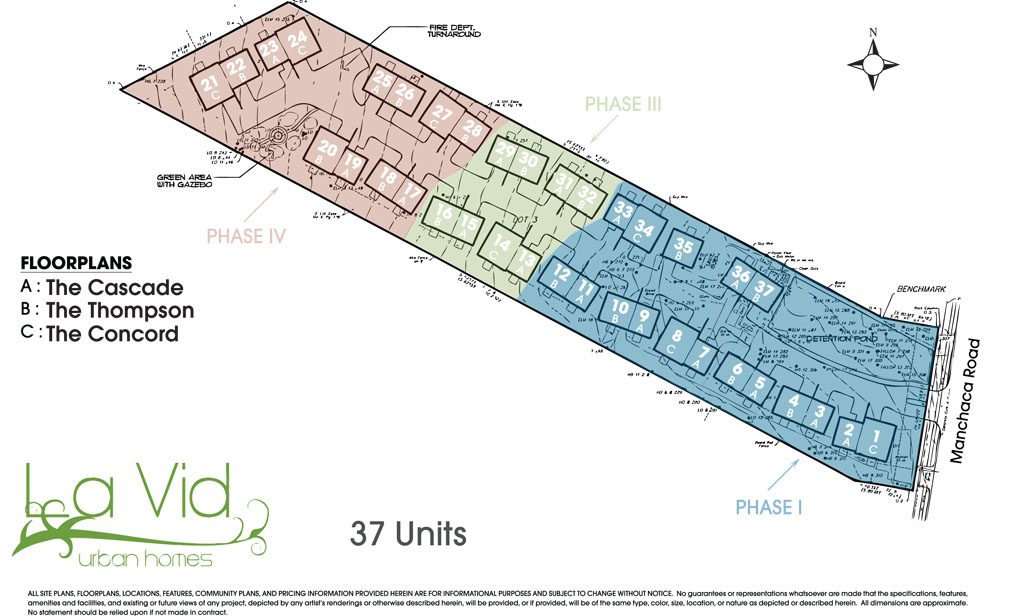 South Austin condo site plan showing unit layout - La Vid Urban Homes - 6708 Manchaca Rd.