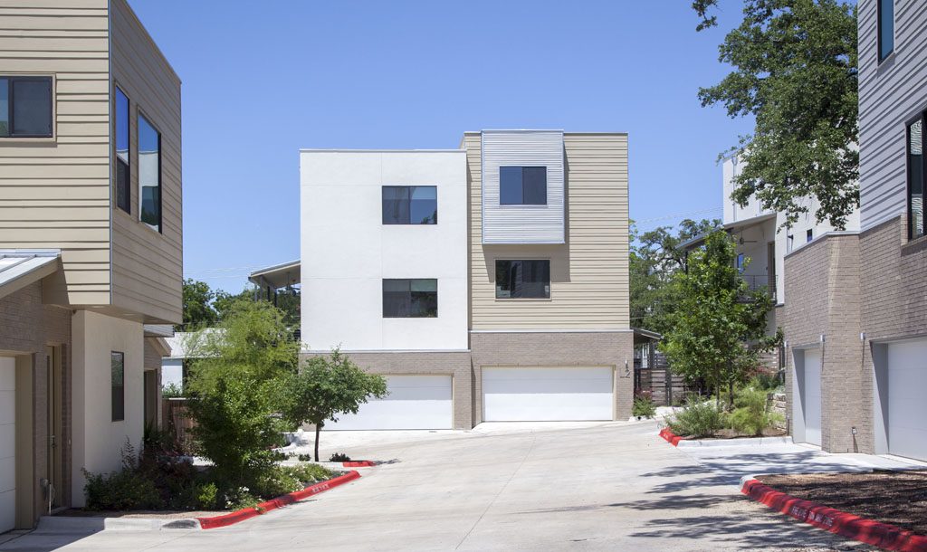 Cardinal Lane Condos in south Austin - modern style homes with garages.