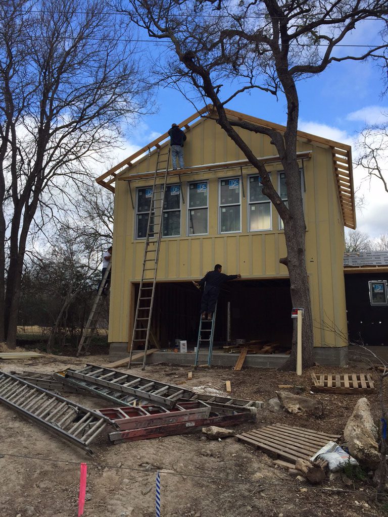 Modern Farmhouse framing showing board and batten trim on exterior.